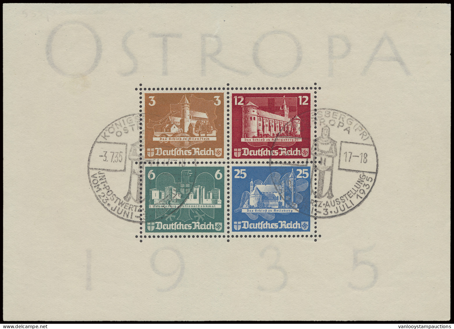 BL 3 (Mi.) 1935 - Ostropa Met Speciale Stempel, Zm (Mi. €1.100) - Blocks & Sheetlets