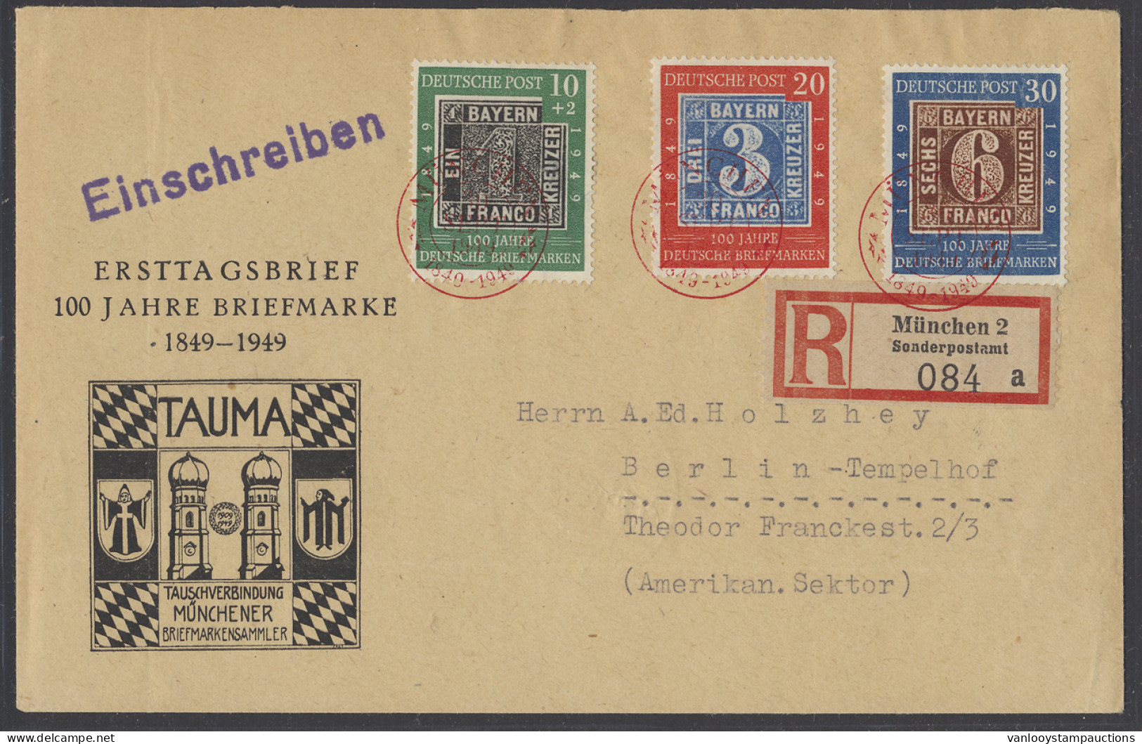 FDC N° 113/15 (Mi.) 100 Jaar Postzegels Op FDC Aangetekend Verzonden, Zm (Mi. €200) - Autres & Non Classés