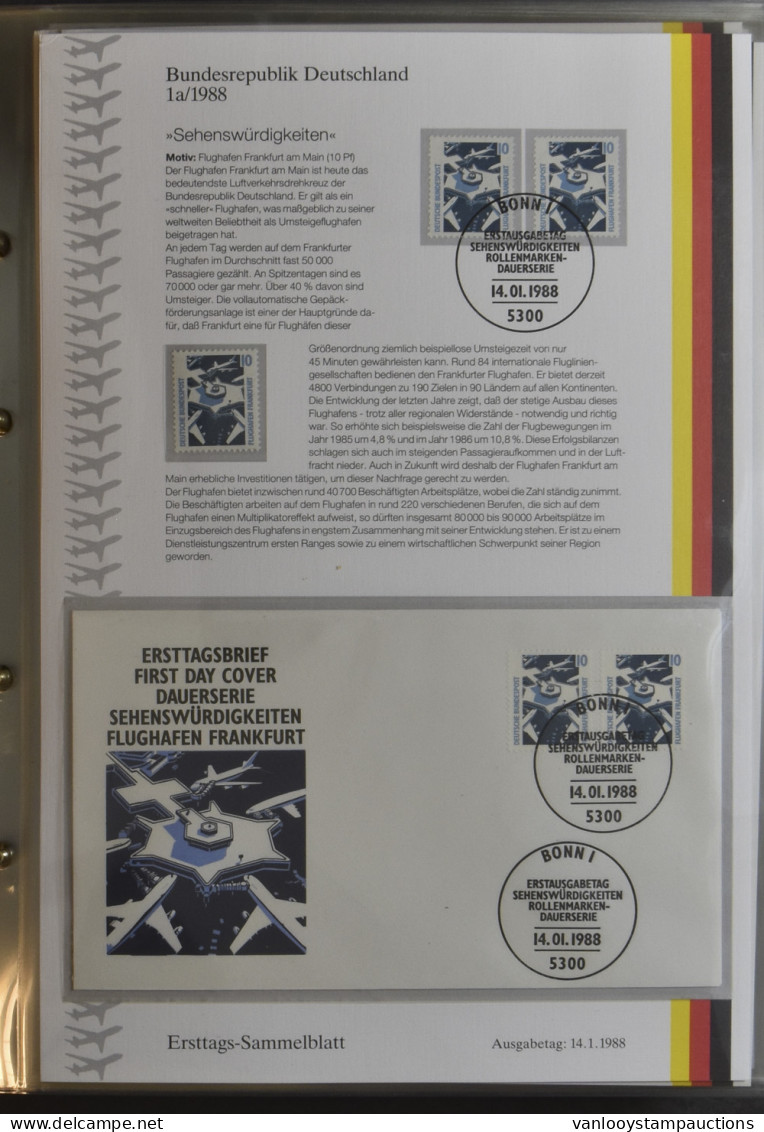 **/0/FDC 1984/1988 Ersttagssammelblätter, Zegel Postfris + Zegel Met 1° Dagstempel + FDC In 5 Speciale Mappen, Zm - Autres & Non Classés