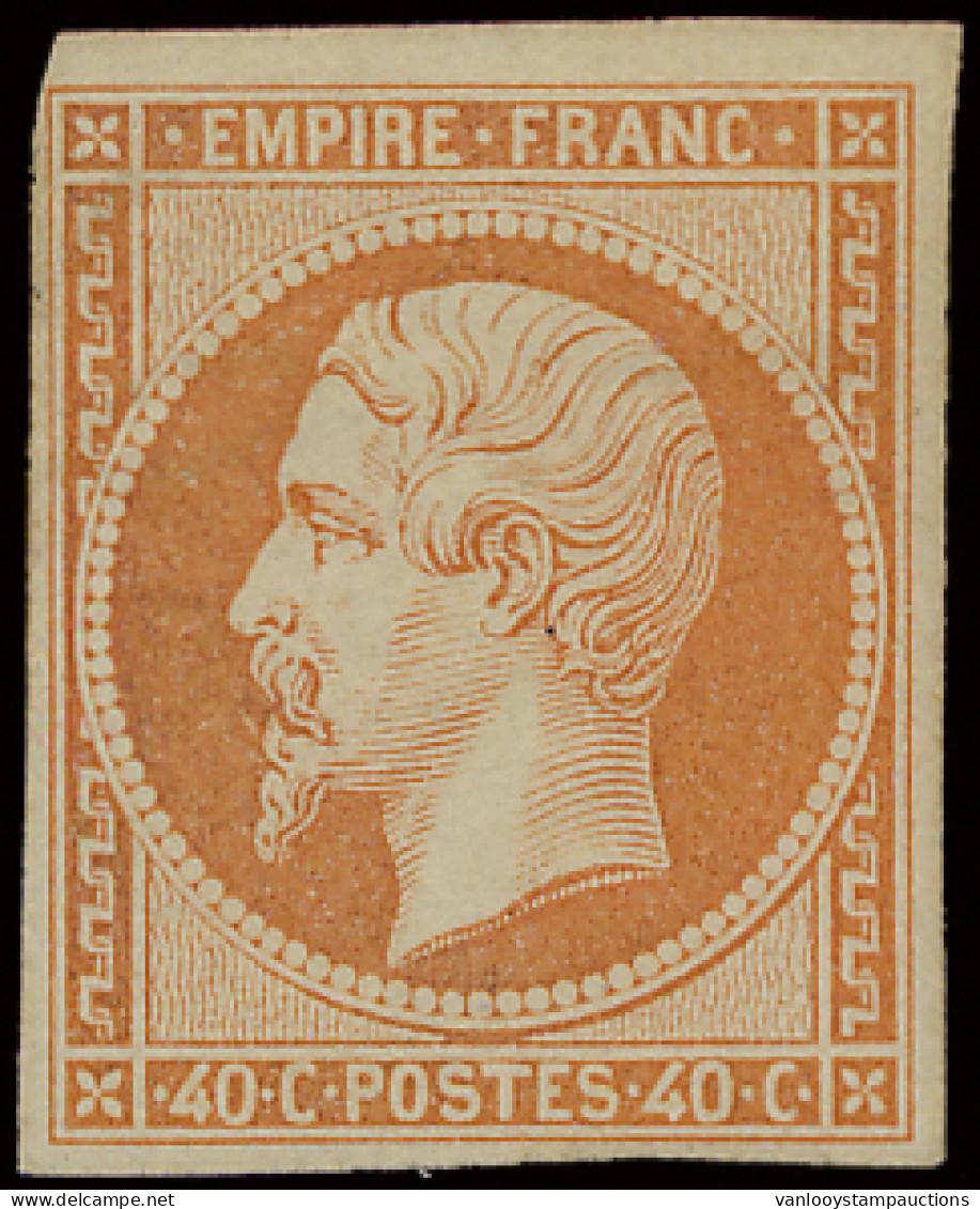 * N° 16 Napoleon III Ongetand - 40c. Orange Gerand, Met Pen Inscriptie Op Achterzijde, M/ntz (Yv. €3.900) - Zie Foto Kaf - 1863-1870 Napoléon III Lauré