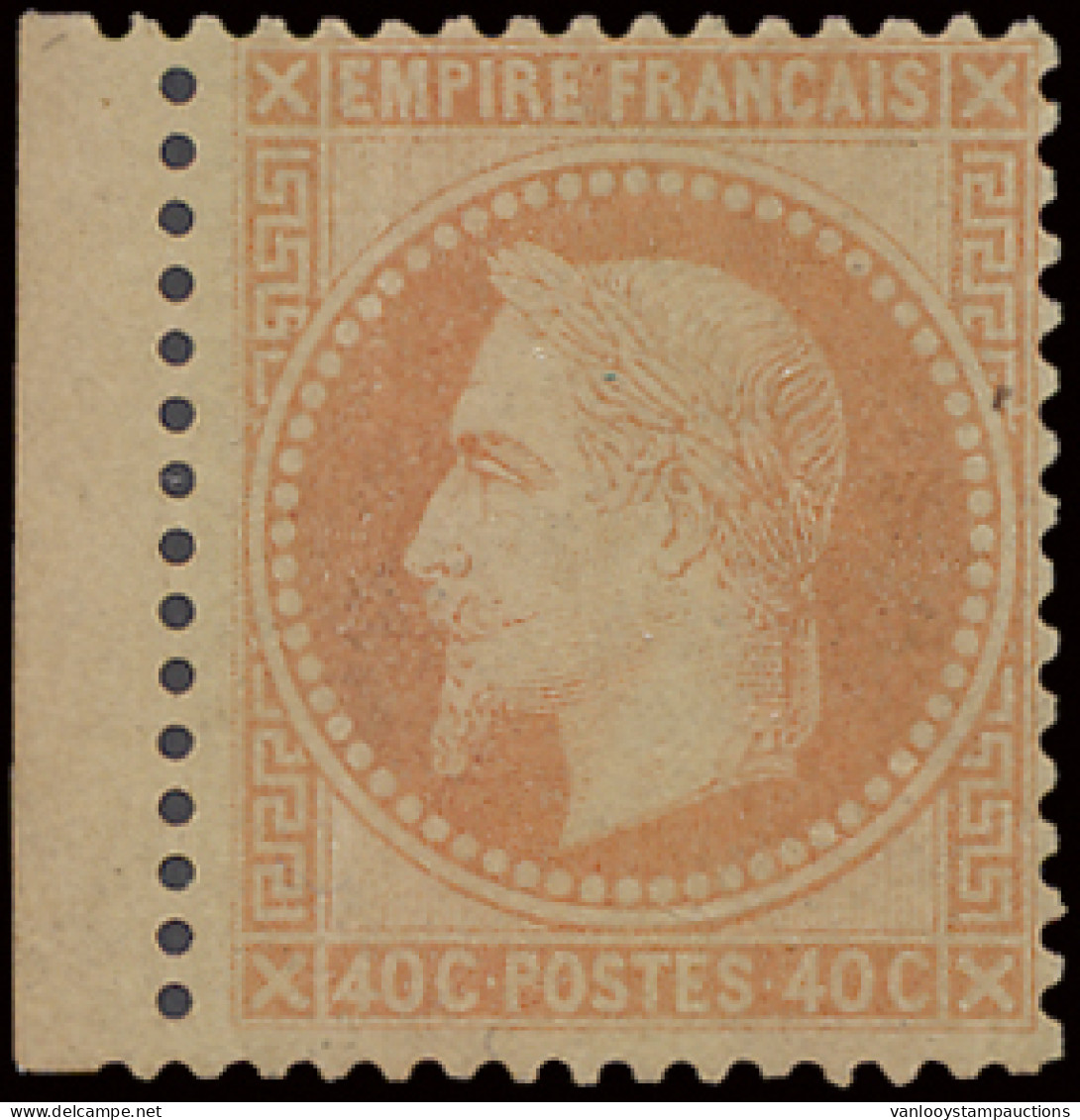 (*) N° 31 Napoléon III Lauré - 40c. Orange Met Bladboord En Zonder Gom, Zm (Yv. €375) - 1863-1870 Napoléon III Lauré