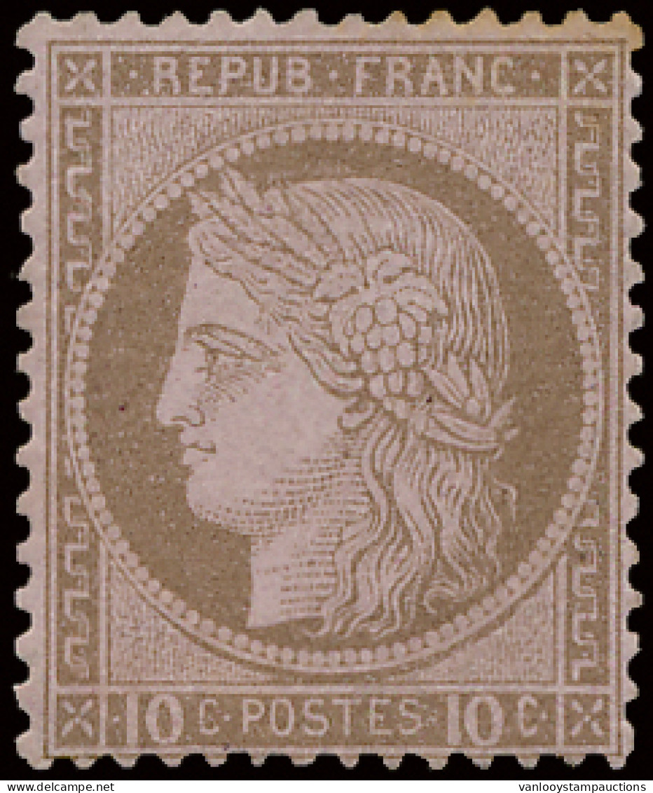 * N° 54 Gros Chiffre - 10c. Brun Sur Rose, Gekeurd Brun, Zm/m/ntz (Yv. €750) - 1871-1875 Cérès