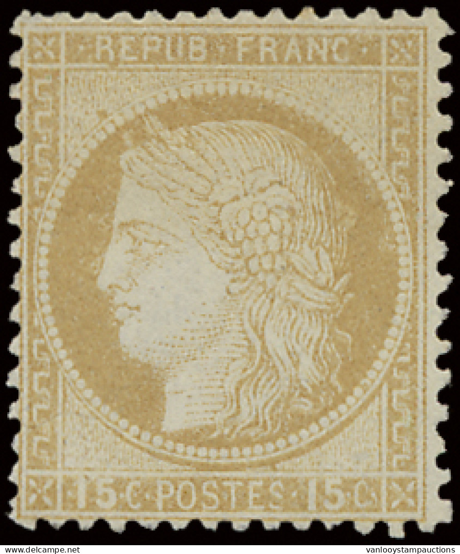 (*) N° 55 Gros Chiffre - 15c. Bistre Zonder Gom, Zm (Yv. €180) - 1871-1875 Ceres