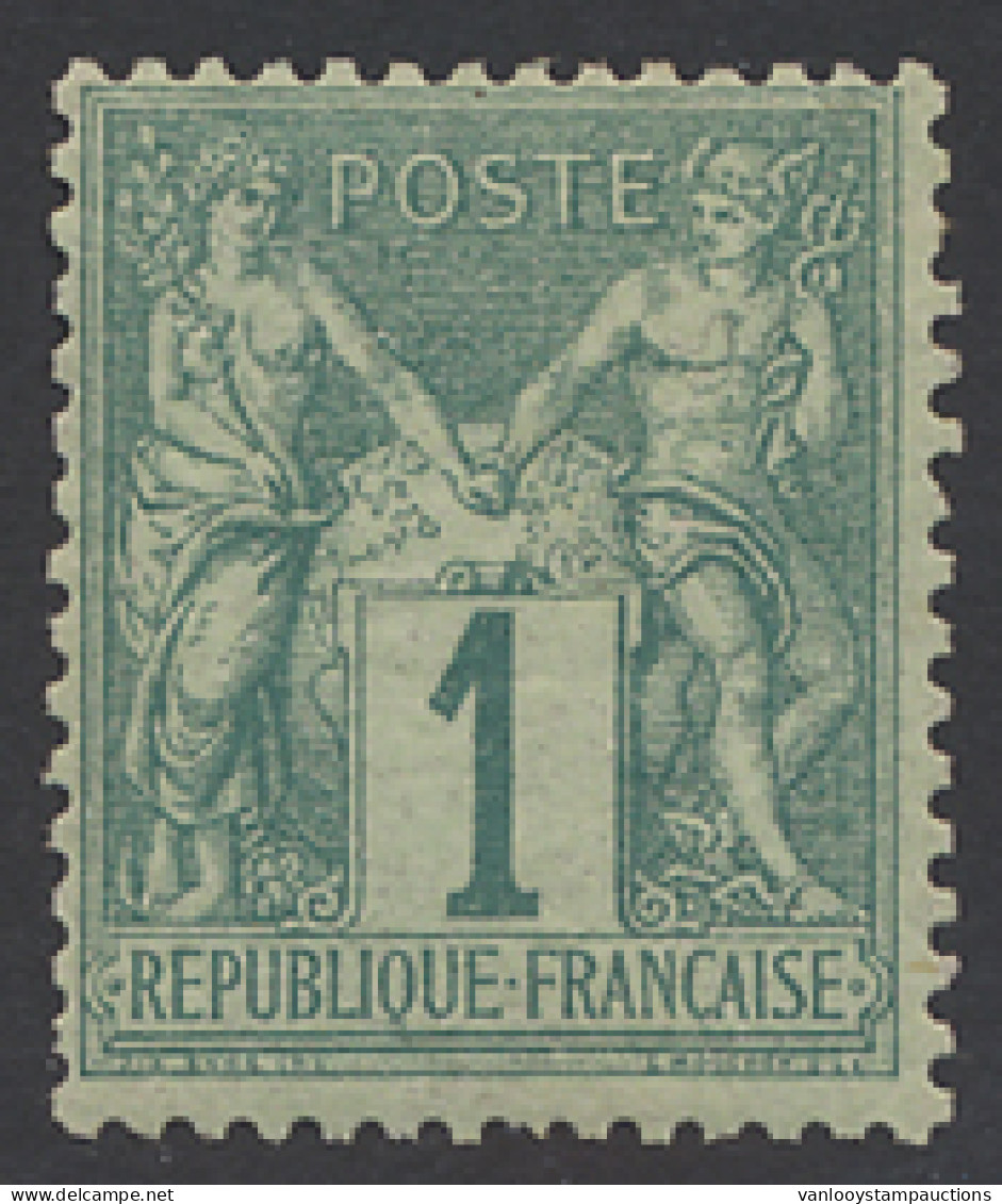 * N° 61 1c. Vert (I), M (Yv. €185) - 1876-1898 Sage (Type II)