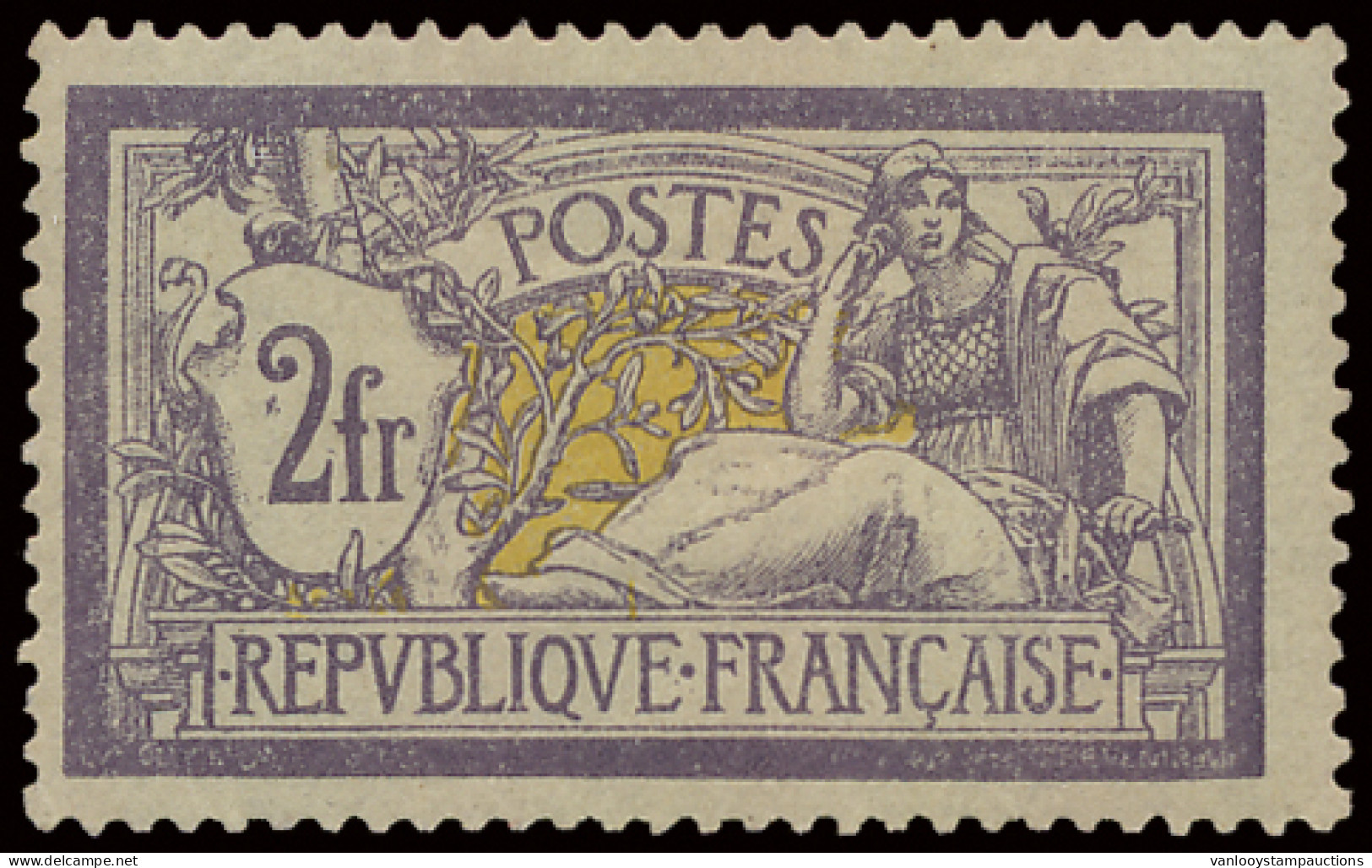 * N° 122 2Fr. Violet Et Jaune - Type Merson, Met *, Een Hoektand Geplooid, Redelijk Mooie Centrage, Gekeurd Brun, M (Yv. - Other & Unclassified