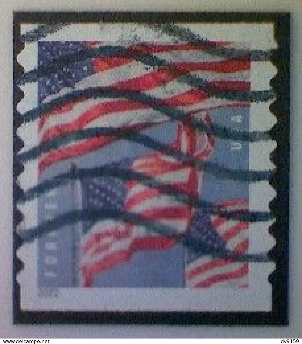 United States, Scott #5657, Used(o), 2022, Three Flags Definitive, (58¢), Red, White, And Dark And Light Blue - Used Stamps