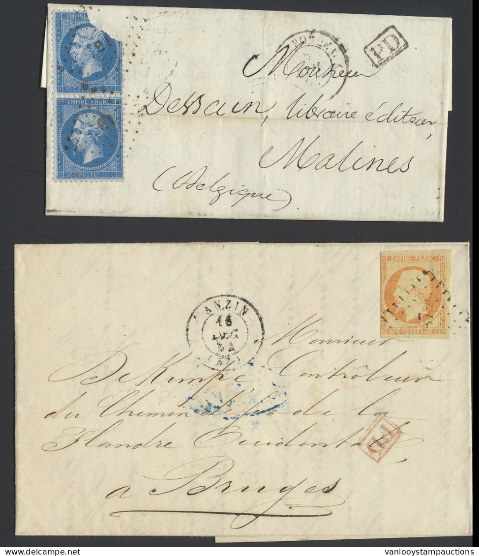 1854/1870 Frankrijk, 5 Brieven Naar België, Zm/m/ntz - Other & Unclassified