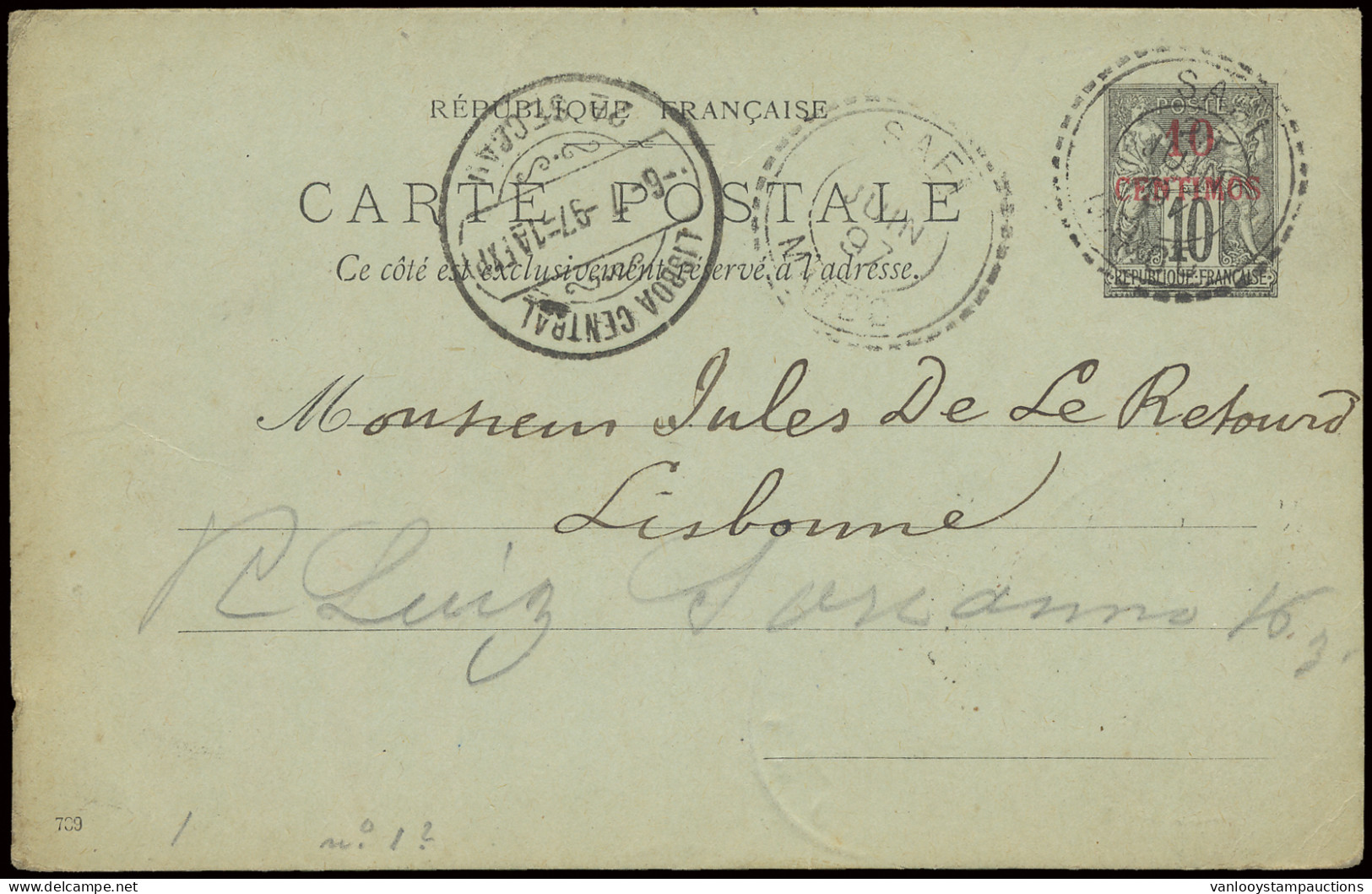 1897, Postwaardestuk ACEP CP 5, Verstuurd Uit Saffi 24/6/1897 Door Agence Consulaire De France - Saffi Naar Lisboa / Por - Autres & Non Classés