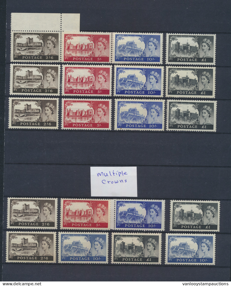 ** N° 536/39 1955 - Castles WMK St. Edward's Crown (3x) And N° 595 (2x), 596, 597 (3x), 598 (2x) 1959 - Castles WMK Mult - Other & Unclassified