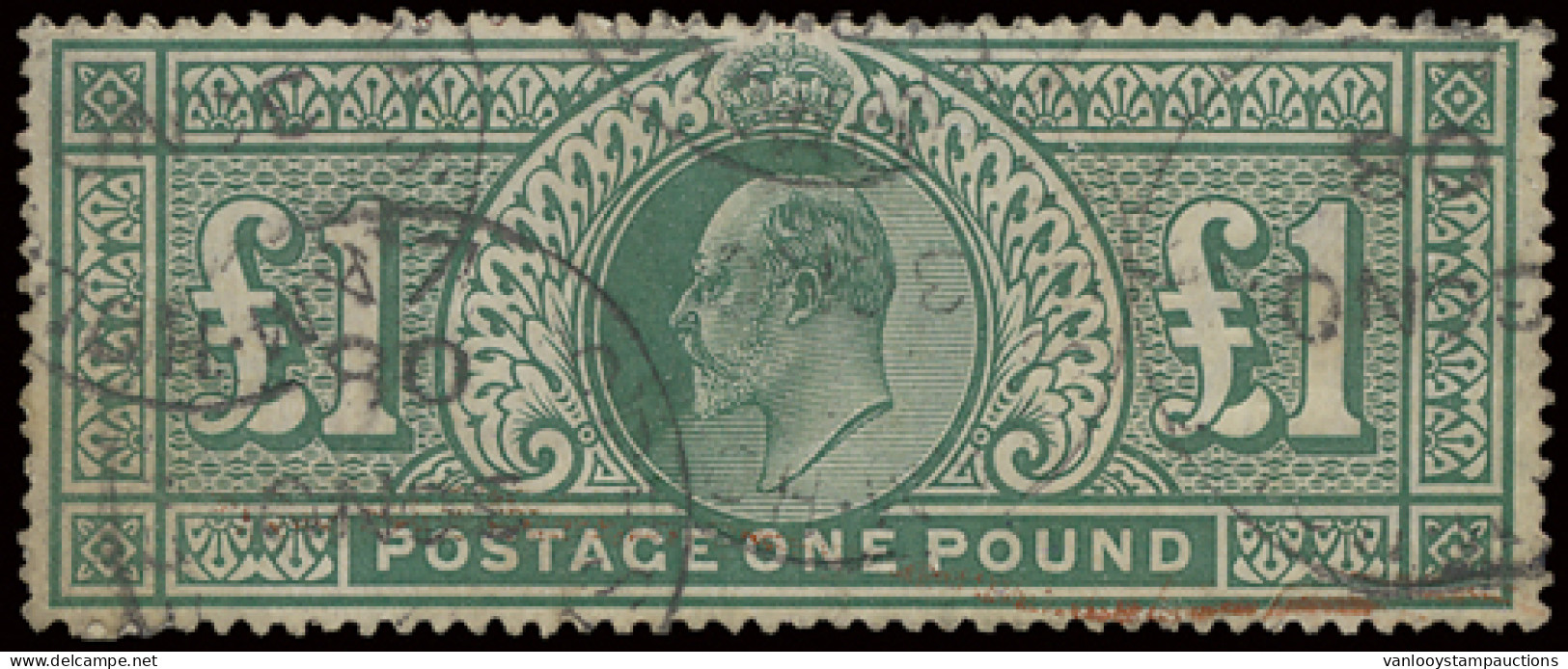 N° 266 (S.G.) 1902 - £1 Dull Blue-green, Paper Remainder Otherwise Fine, Vf/f (S.G. £825) - Otros & Sin Clasificación