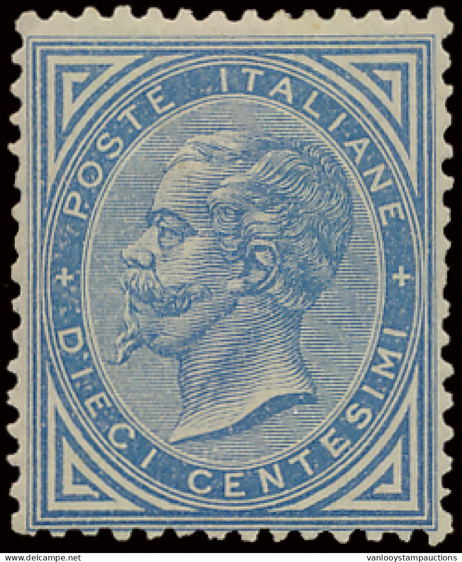 */(**) N° 16 Vittorio Emanuele II 10c. Blauw, Mooi Exemplaar Doch Hergomd, Zm/ntz (Yv. €4.000) - Unclassified