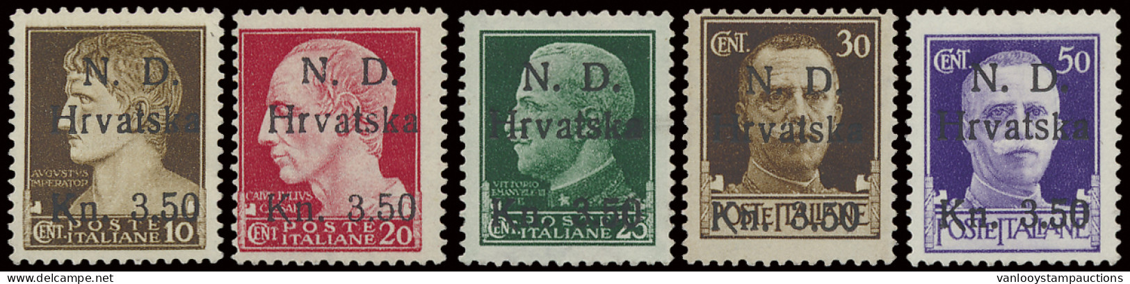 ** Lokaaluitgifte 1944 : N° 1/5 (Mi) Met Certificaat, Zm En Zeldzaam (Cote € 400) - Croatie