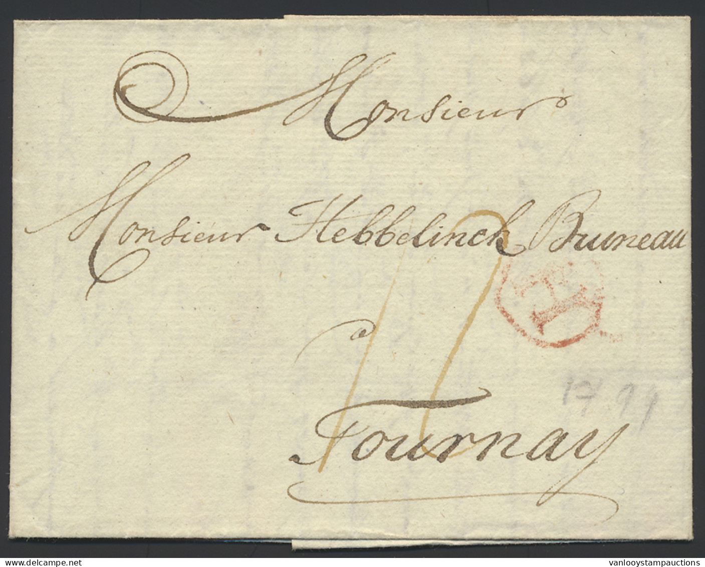 1799 Voorloper Van Amsterdam H In Cirkel Op 4 April 1799 Naar Tournay, Port: 12 Dec., Zm - Other & Unclassified