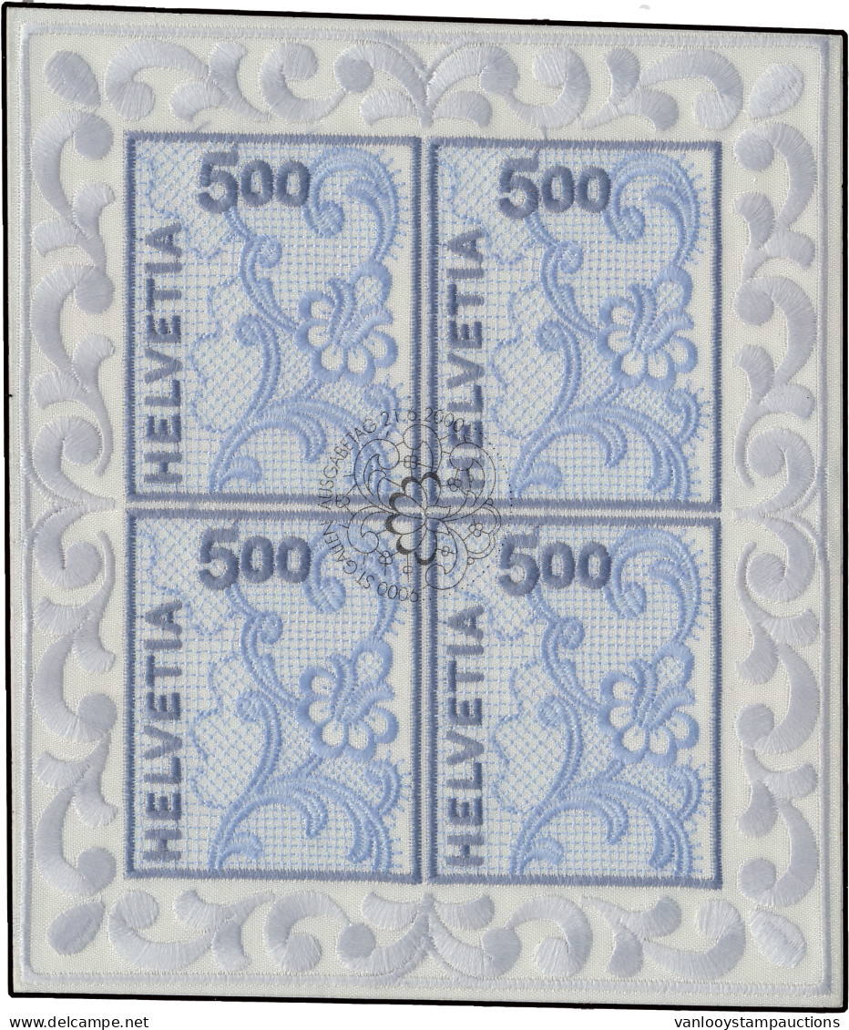 N° 1654 Broderie De Saint-Gall In Blok Van 4, Zm (Yv. €200) - Other & Unclassified