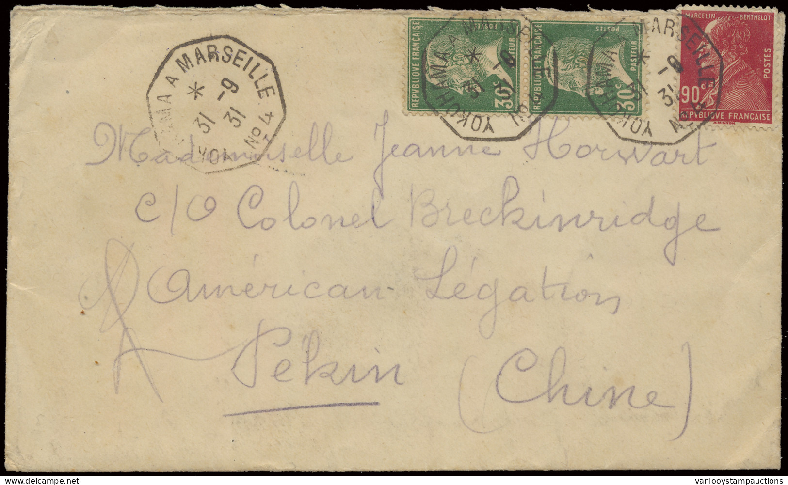 1931, Incoming Mail, Cover Franked With Yvert N° 173 (2x) And 243 And Posted On Board Of A French Paquebot Of The Line Y - Other & Unclassified