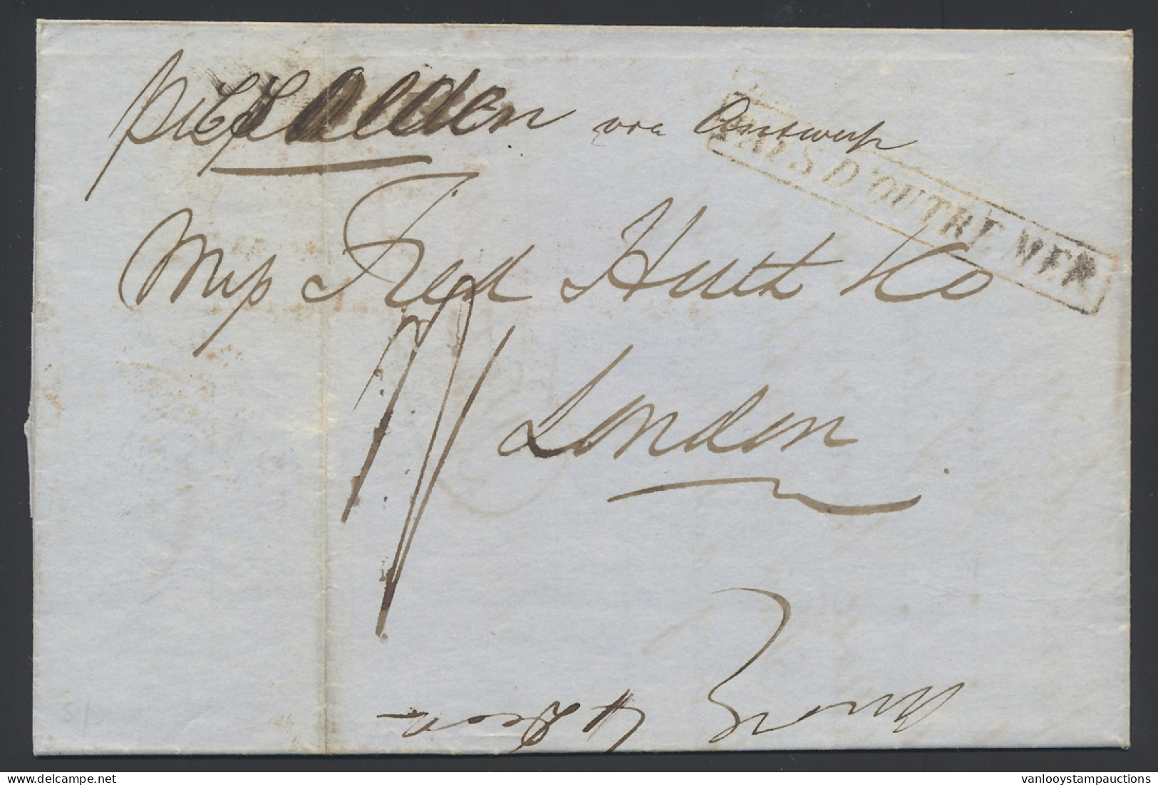 1850 Brief Uit Buenos Airos Via Antwerpen Naar London Op 10.09.1850 Met O.a. Rode Omkaderde Stempel Pays D’Outre Mer, De - Other & Unclassified