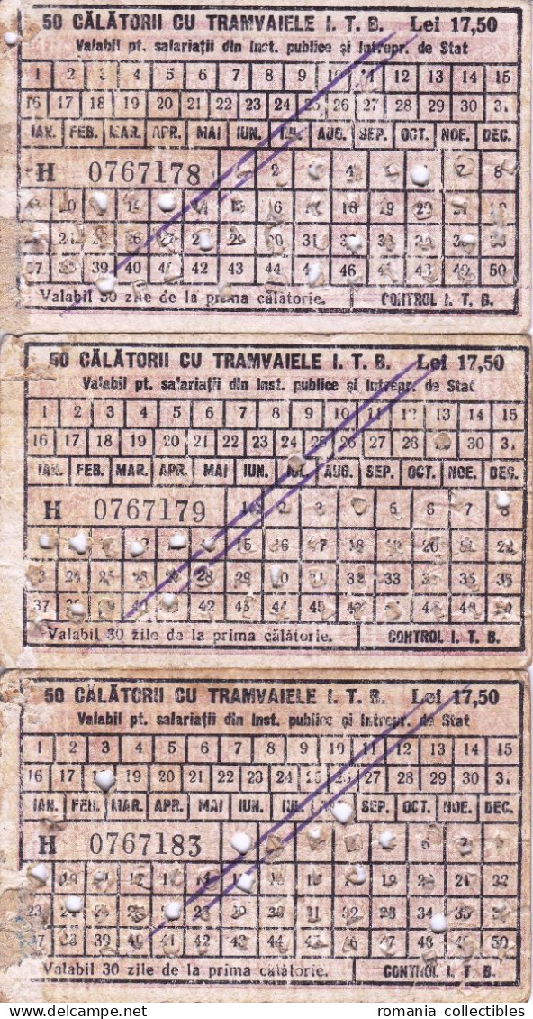 Romania, Bucharest Tramway Trolley Bus - Lot Of 3 Transport Passes, ITB - Other & Unclassified
