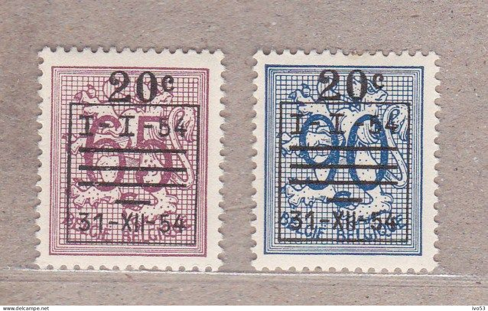 1954 Nr 941-42* Met Scharnier.Cijfer Op Heraldieke Leeuw. - 1951-1975 Heraldieke Leeuw