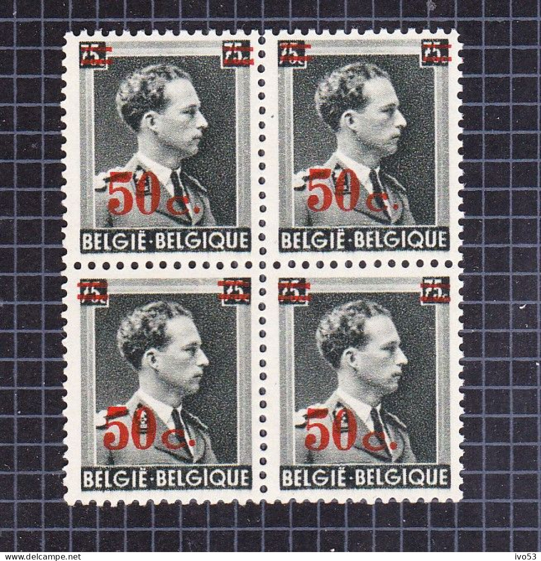 1941 Nr 571** Zonder Scharnier,blokje Van 4,zegel Van 1938-40 Met Opdruk. - 1936-1957 Collar Abierto