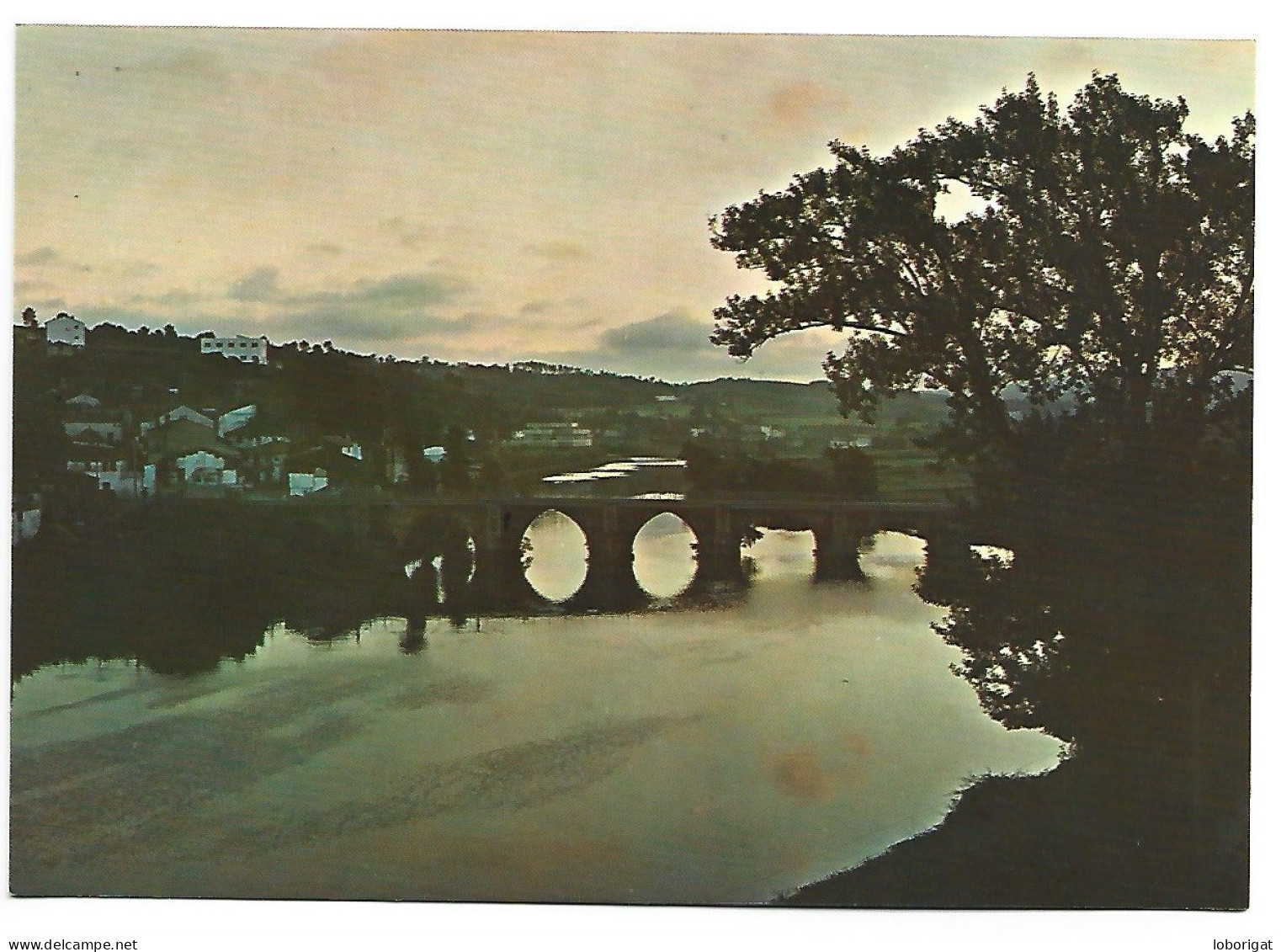 PUENTE ROMANO SOBRE EL RIO MIÑO, ATARDECER.-  LUGO.- ( ESPAÑA). - Lugo