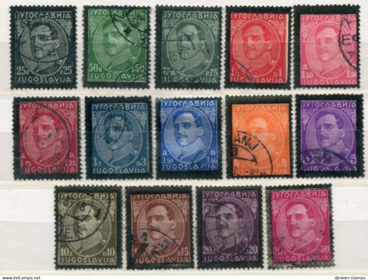 YUGOSLAVIA 1934 KIng Alexander Mourning Set Of 14 Used  Michel 285-98 - Gebruikt