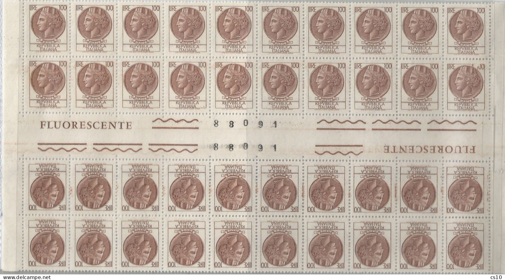 Italy 1968/79 SYracuse Siracusana Turrita Fluoscente 26v. COMPLETA In BL4 ANGOLO FOGLIO + Interspazio L100 +L120II° Tir - Full Sheets