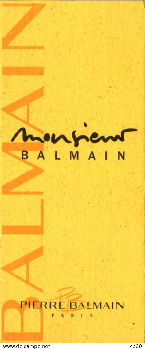 Carte Parfumée Parfum Monsieur Balmain Pierre Balmain à Paris En TB.Etat - Profumeria Moderna (a Partire Dal 1961)