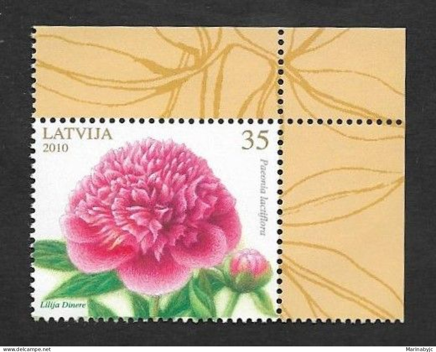 SD)2010 LATVIA PAEONIA LACTIFLORA- MOUNT ROSE, SOUVENIR LEAF, MNH - Lettland