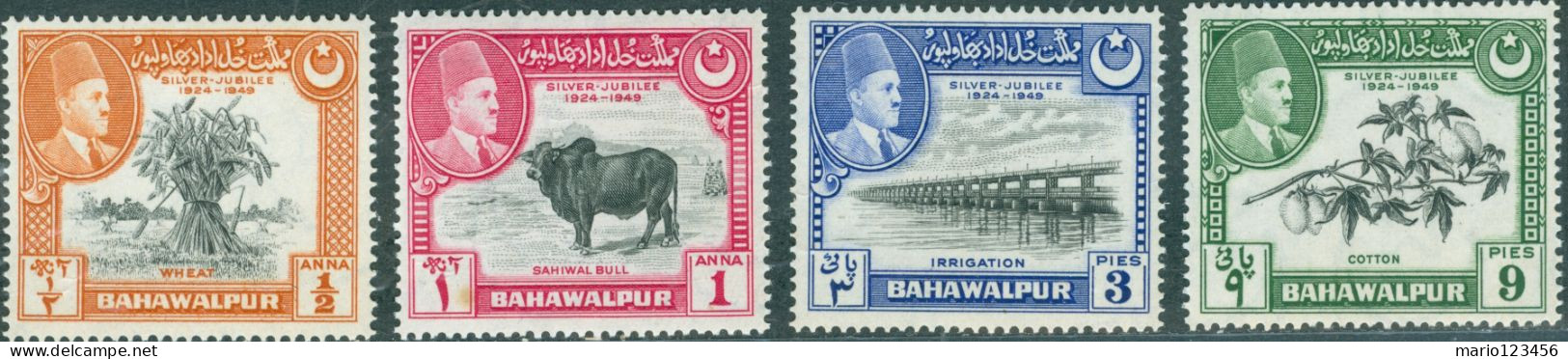 BAHAWALPUR, GIUBILEO ARGENTO, 1949, FRANCOBOLLI NUOVI (MNH**) Scott: 22-25 (3,00) - Ungebraucht