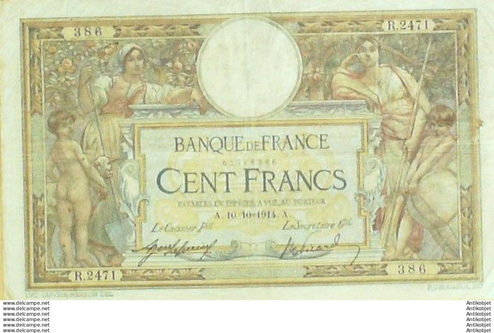 Billet Banque De France 100 Francs Luc Olivier Merson A.10=10=1914 TTB++ - 100 F 1908-1939 ''Luc Olivier Merson''