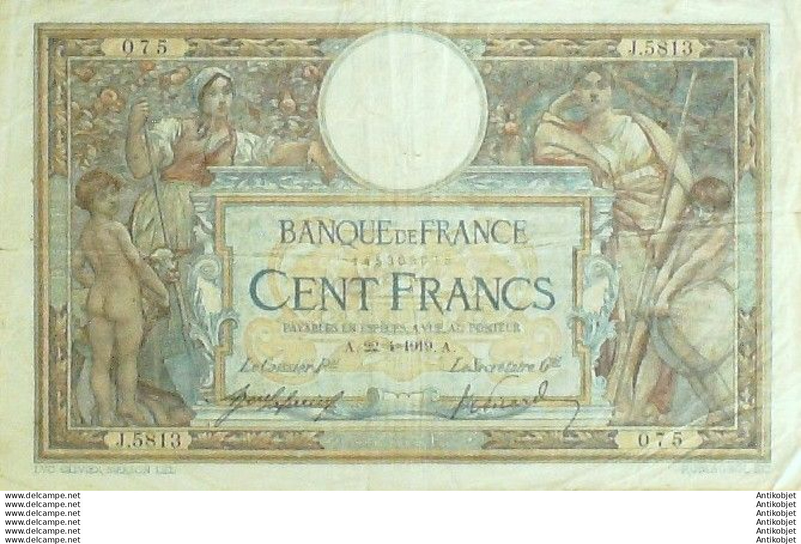 Billet Banque De France 100 Francs Luc Olivier Merson A.22=4=1919 TTB - 100 F 1908-1939 ''Luc Olivier Merson''