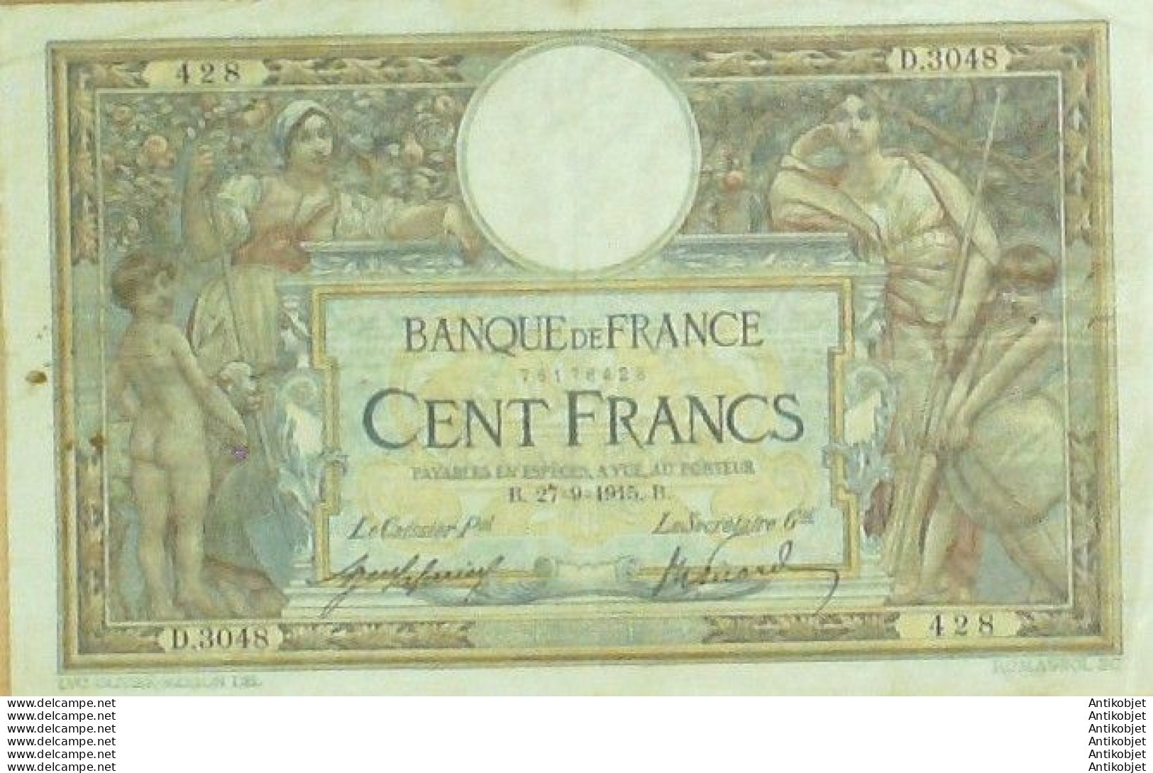 Billet Banque De France 100 Francs Luc Olivier Merson B.10=4=1915 TTB - 100 F 1908-1939 ''Luc Olivier Merson''