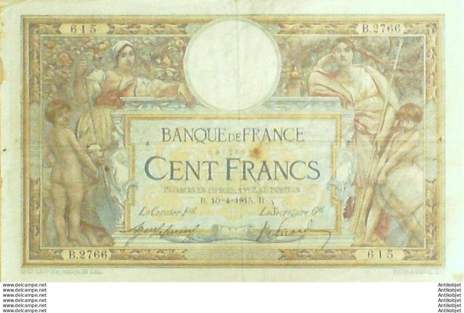 Billet Banque De France 100 Francs Luc Olivier Merson B.10=4=1915 TTB - 100 F 1908-1939 ''Luc Olivier Merson''