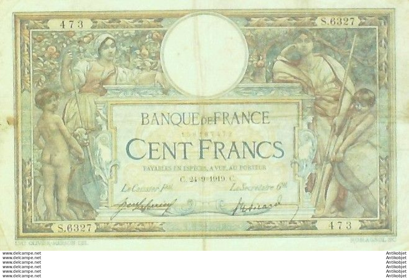 Billet Banque De France 100 Francs Luc Olivier Merson C.24=9=1919 TTB - 100 F 1908-1939 ''Luc Olivier Merson''