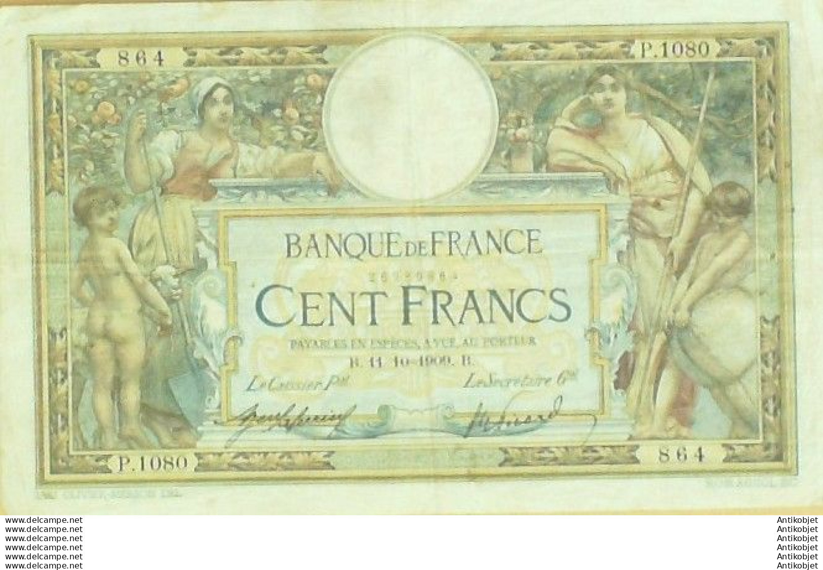 Billet Banque De France 100 Francs Luc Olivier Merson B.11=10=1909 TTB+ - 100 F 1908-1939 ''Luc Olivier Merson''