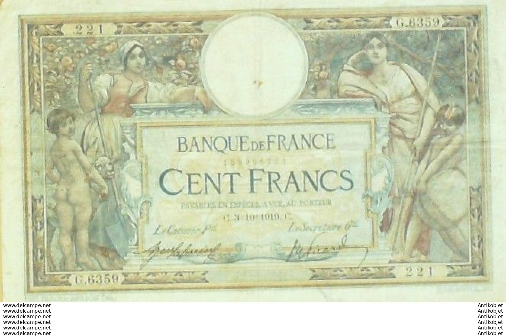 Billet Banque De France 100 Francs Luc Olivier Merson G.3=10=1919 TTB - 100 F 1908-1939 ''Luc Olivier Merson''