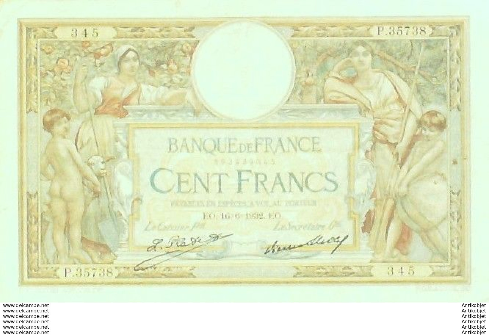 Billet Banque De France 100 Francs Luc Olivier Merson Grands Cartouches EO.16=6=1932 TTB++ - 100 F 1908-1939 ''Luc Olivier Merson''