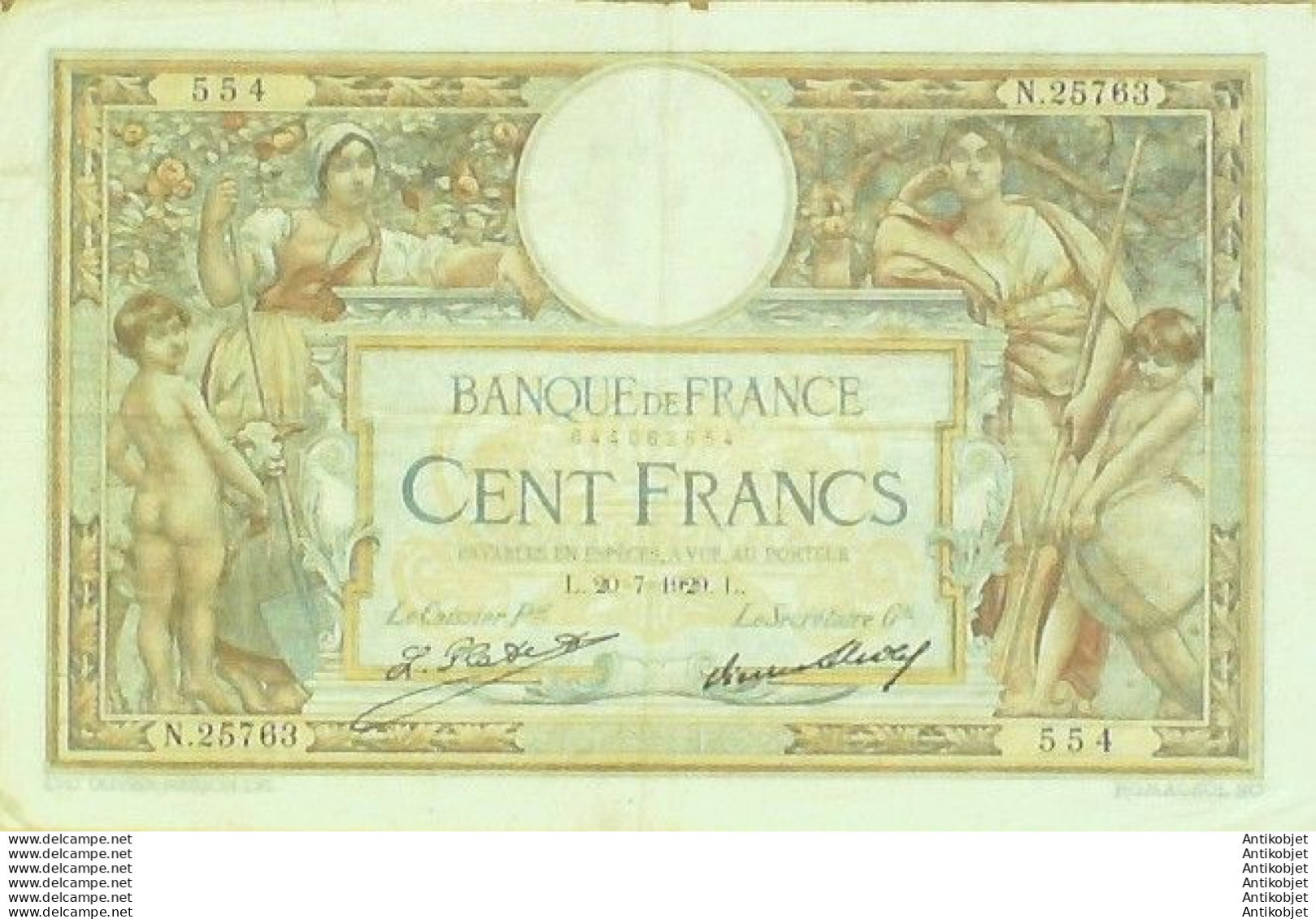 Billet Banque De France 100 Francs Luc Olivier Merson Grands Cartouches L.20.7=1929 SUP - 100 F 1908-1939 ''Luc Olivier Merson''