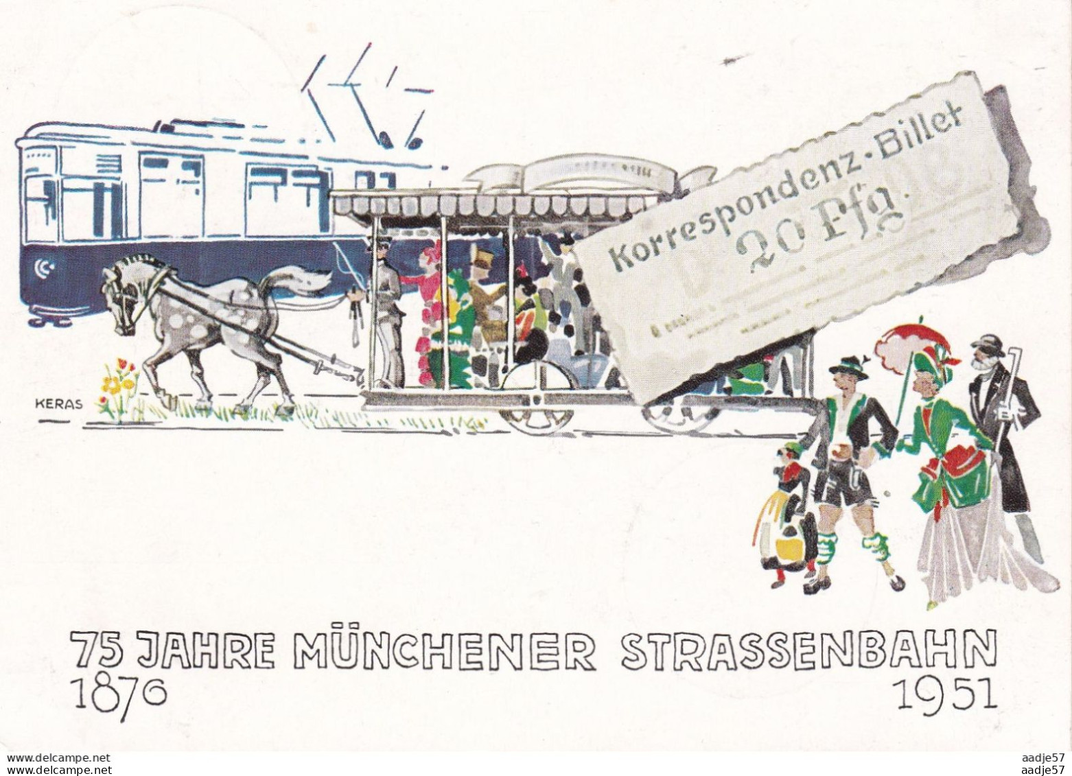Germany Deutschland 1951 75 Jahre Munchener Strassenbahn 1876 - 1951 - Tramways