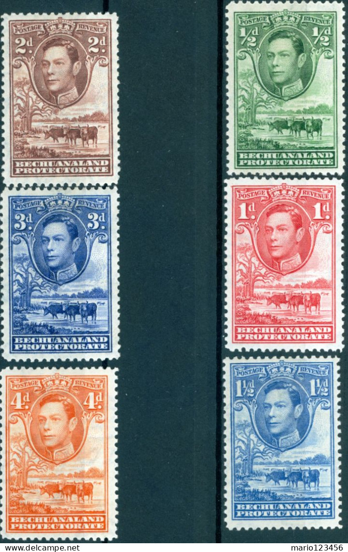 BECHUANALAND PROTETTORATO BRITANNICO, GIORGIO VI, 1938, FRANCOBOLLI NUOVI (MLH*) Scott: 224-129 - 1885-1964 Bechuanaland Protectorate