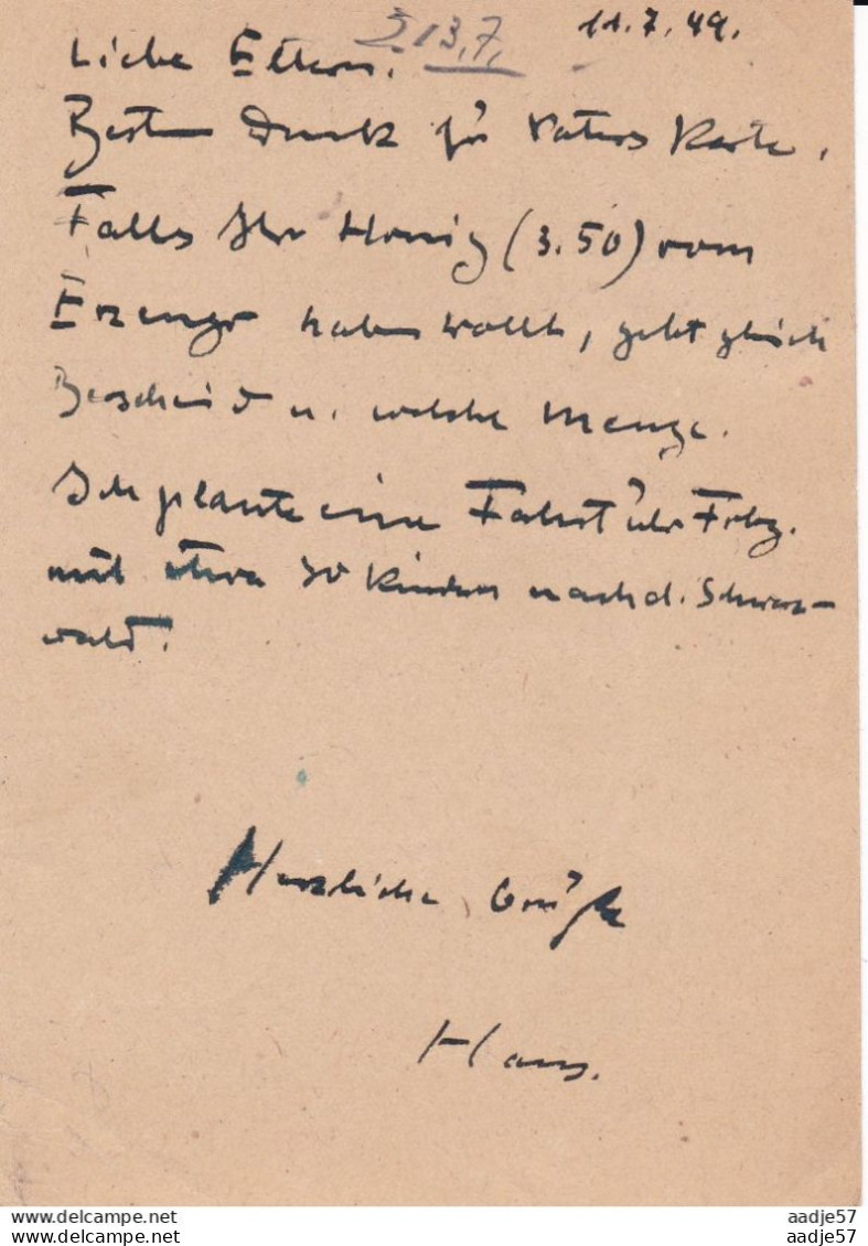 Germany Deutschland 11-07-1949 Alliierte Besetzung Britische-US Zone 1948 Ganzsache Holsten Tor Mi.Nr. P2 I BAHNPOST - Strassenbahnen