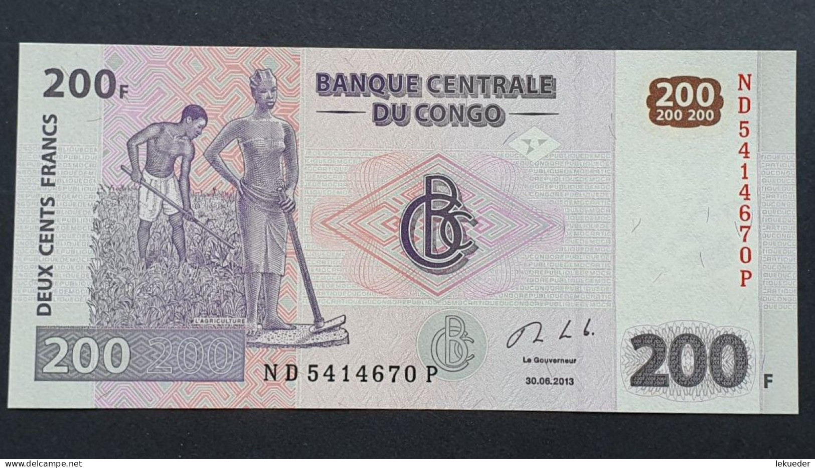 Billete De Banco De CONGO RD - 200 Francs, 2013  Sin Cursar - République Démocratique Du Congo & Zaïre