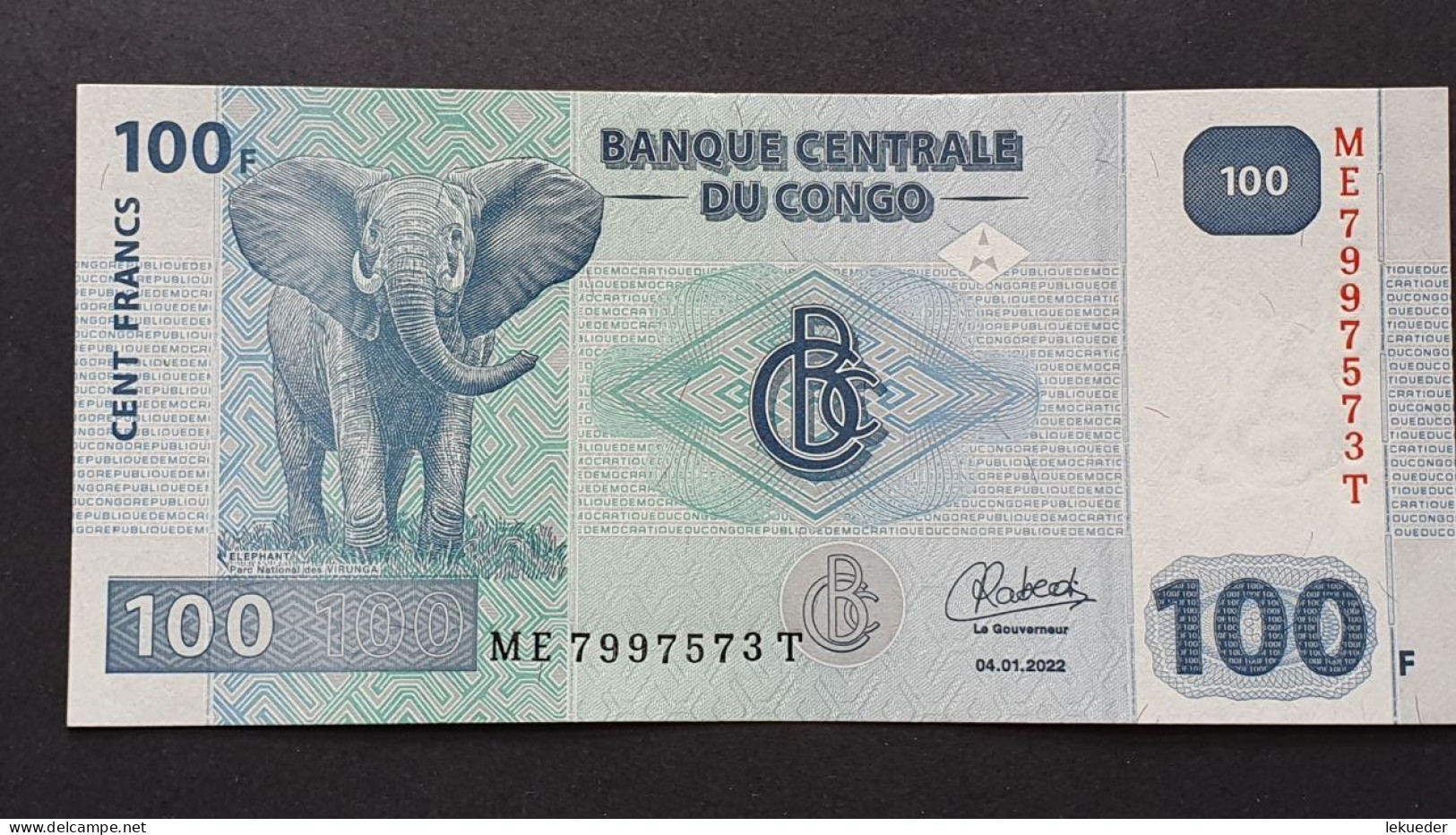 Billete De Banco De CONGO RD - 100 Francs, 2022  Sin Cursar - República Democrática Del Congo & Zaire
