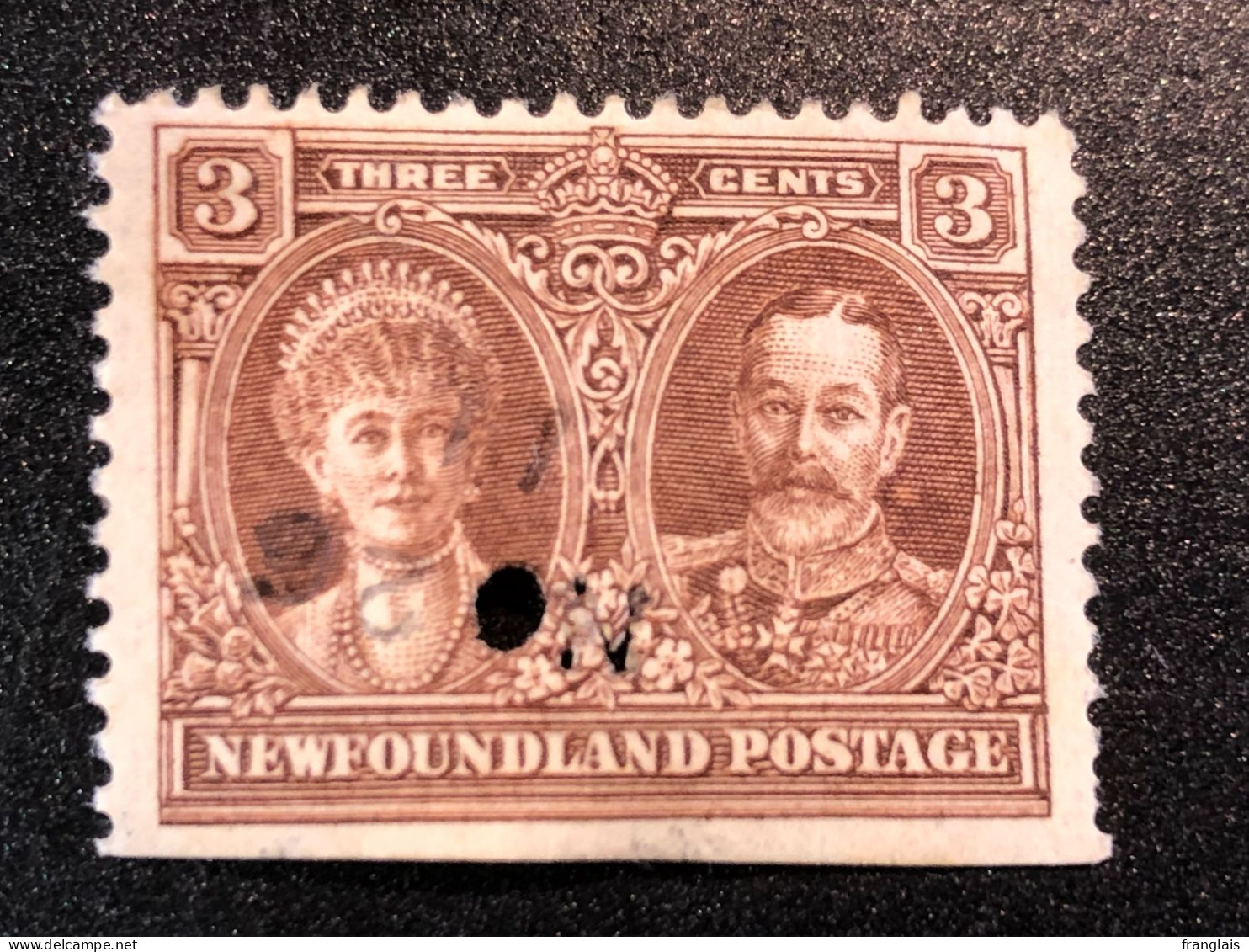 SG 166  3c Brown King George V And Queen Mary With Puncture  FU - 1908-1947