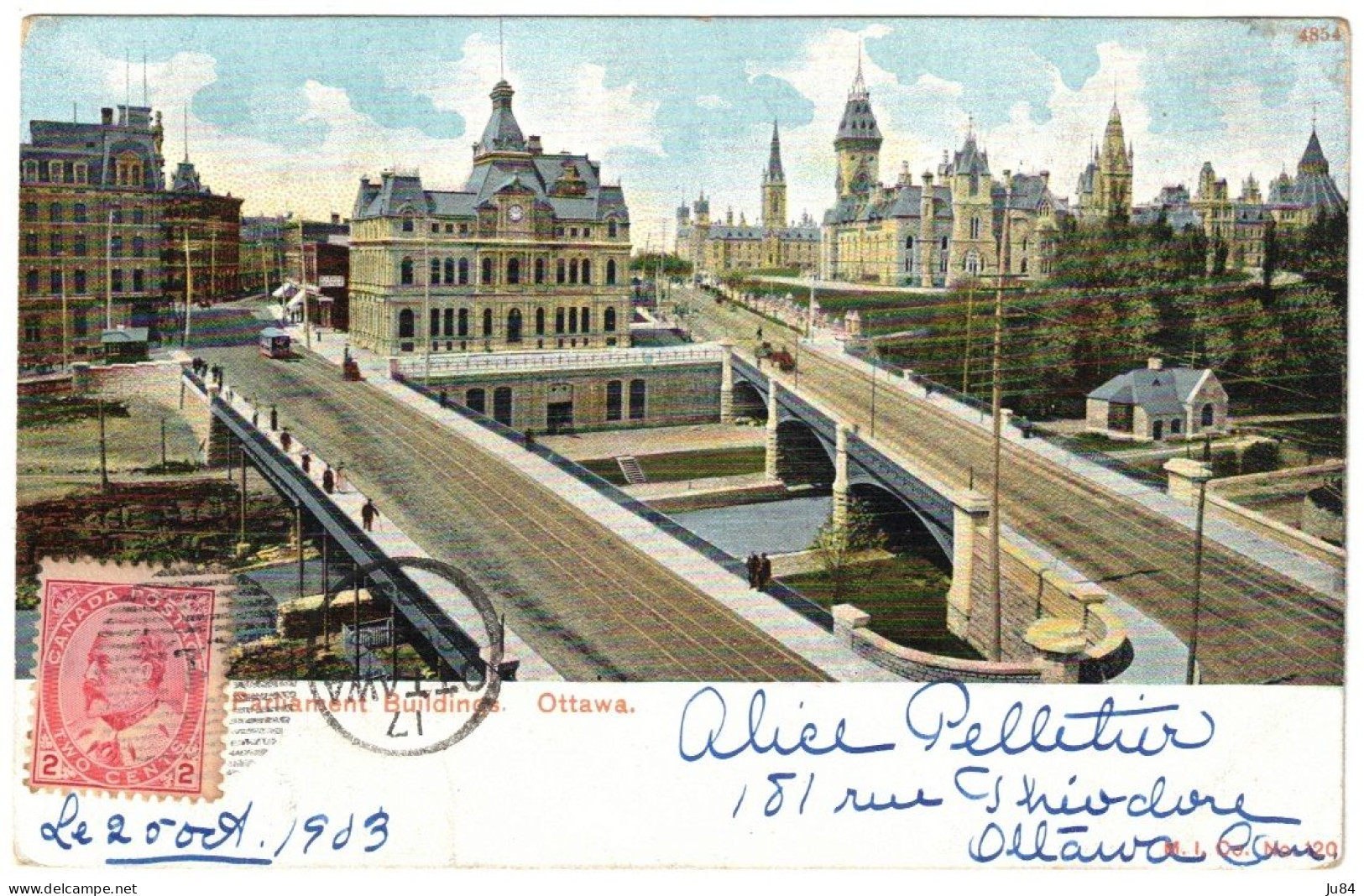 Canada - Ontario - Ottawa - Parliament Buildings - Carte Postale Pour La France - 1903 - Ottawa