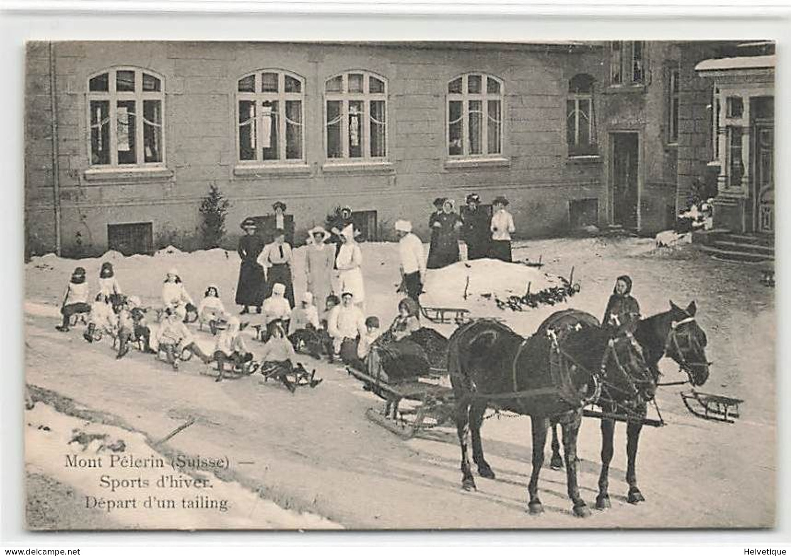 Mont Pélerin Attelage De Chevaux  Grand Hôtel Tailing Vevey Sport D'hiver 1911 - Vevey