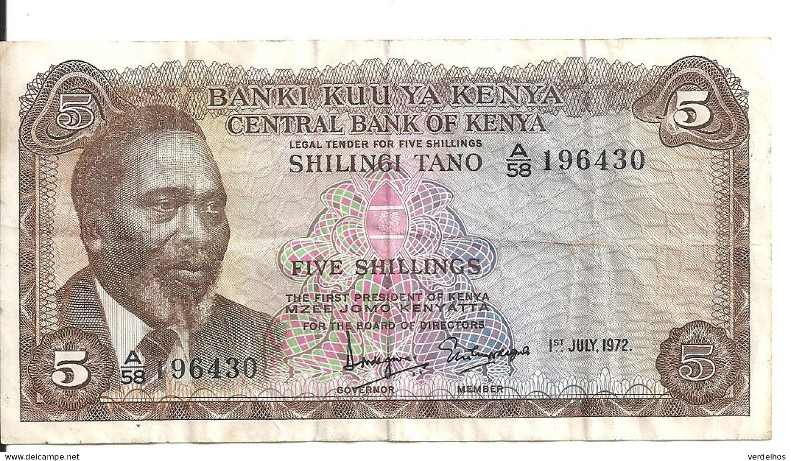 KENYA 5 SHILLINGI 1972 VF P 6 B - Kenya