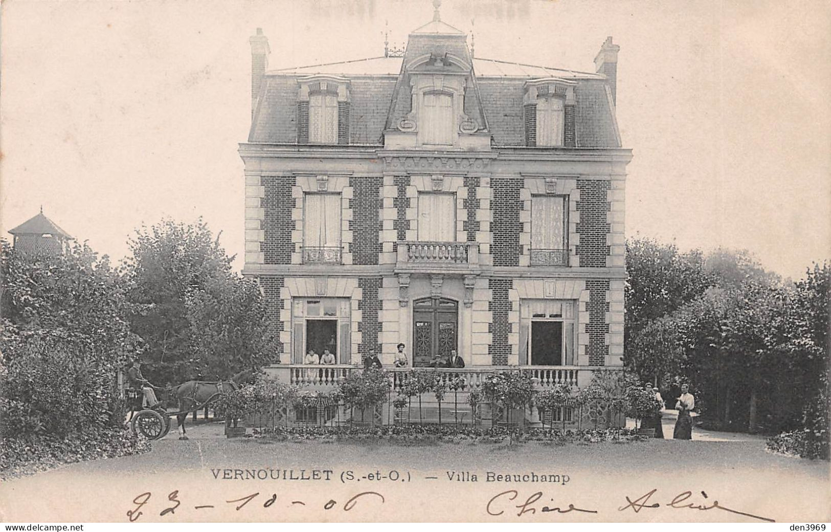VERNOUILLET (Yvelines) - Villa Beauchamp - Voyagé 1906 (2 Scans) Soude, 31 Boulevard De Strasbourg à Boulogne-sur-Seine - Vernouillet
