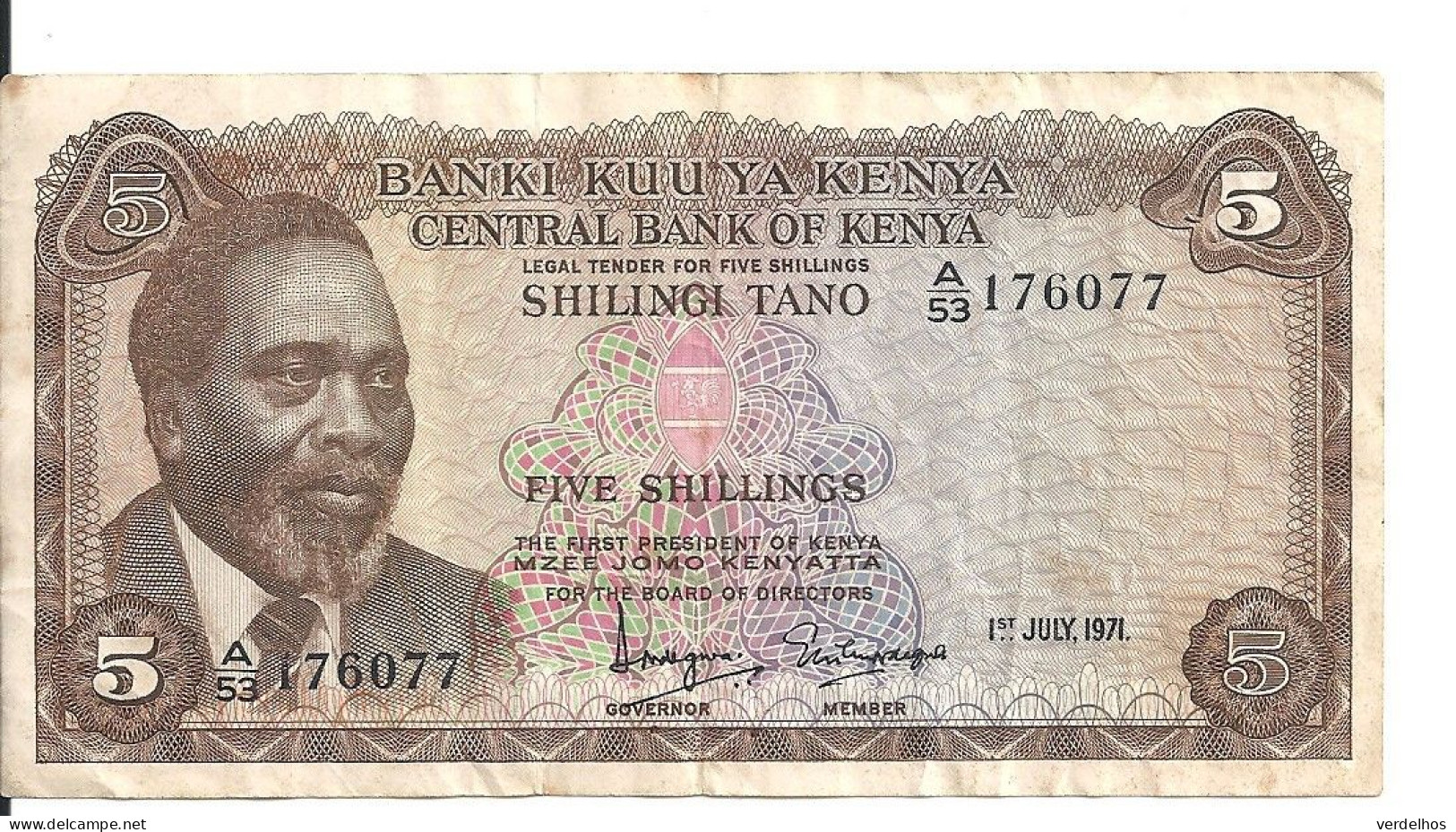 KENYA 5 SHILLINGI 1971 VF P 6 B - Kenia