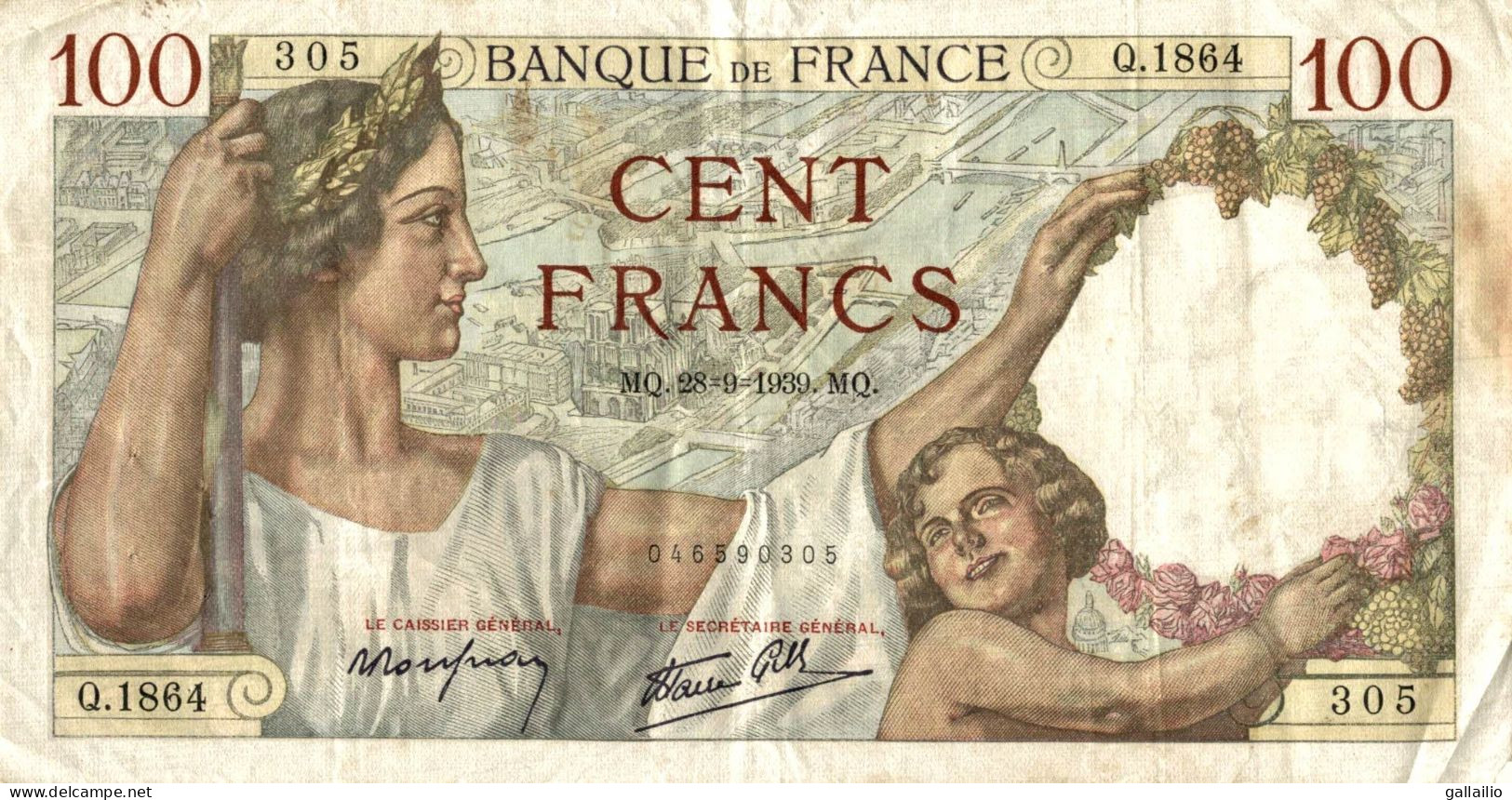 BILLET 100 FRANCS SULLY 1939 - 100 F 1939-1942 ''Sully''